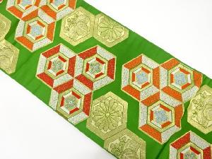 アンティーク　亀甲に菊・桐模様織り出し袋帯（材料）